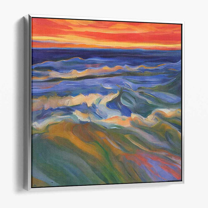 Ocean's Mystical Dance: A Vivid Seascape Canvas Art