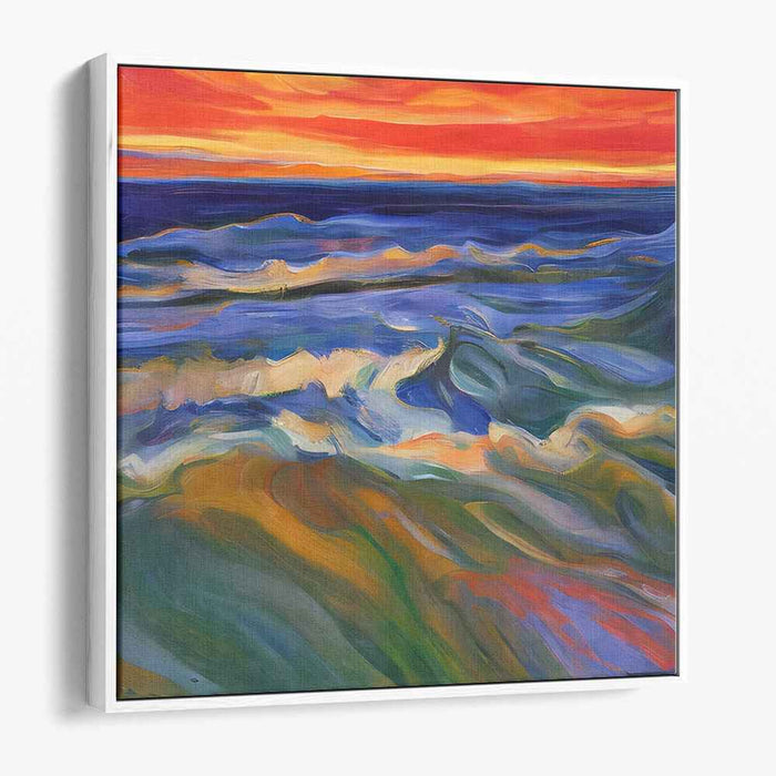 Ocean's Mystical Dance: A Vivid Seascape Canvas Art