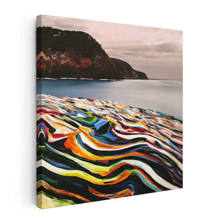 Spectral Shores: A Vivid Interpretation of Coastal Beauty Canvas Art Print