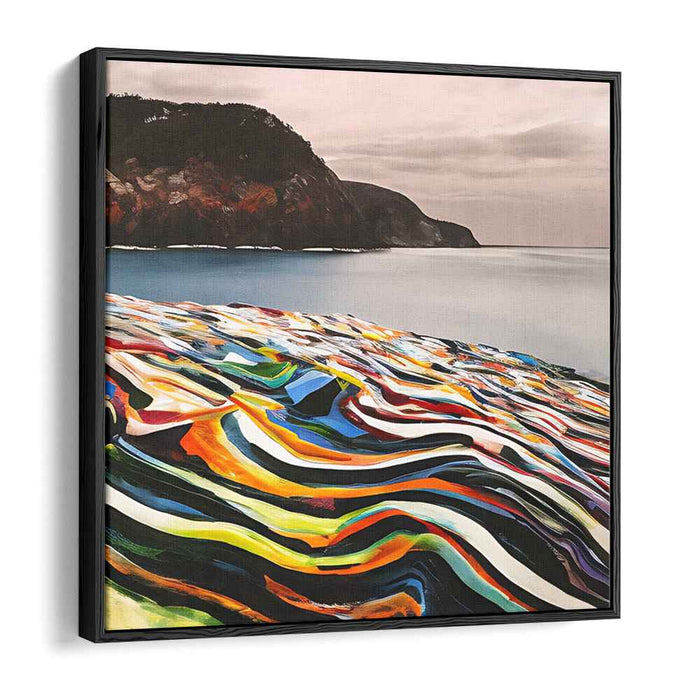 Spectral Shores: A Vivid Interpretation of Coastal Beauty Canvas Art Print