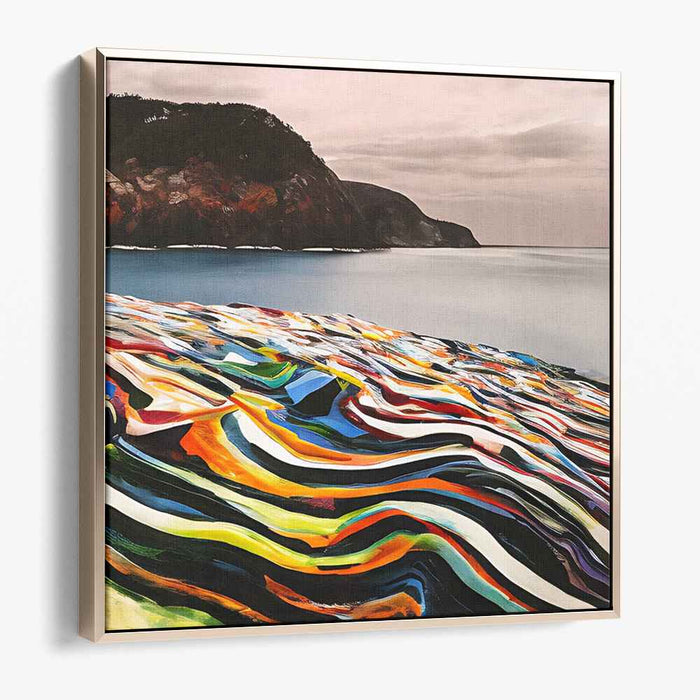 Spectral Shores: A Vivid Interpretation of Coastal Beauty Canvas Art Print