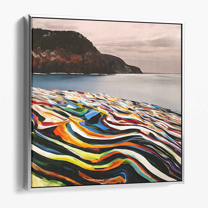 Spectral Shores: A Vivid Interpretation of Coastal Beauty Canvas Art Print
