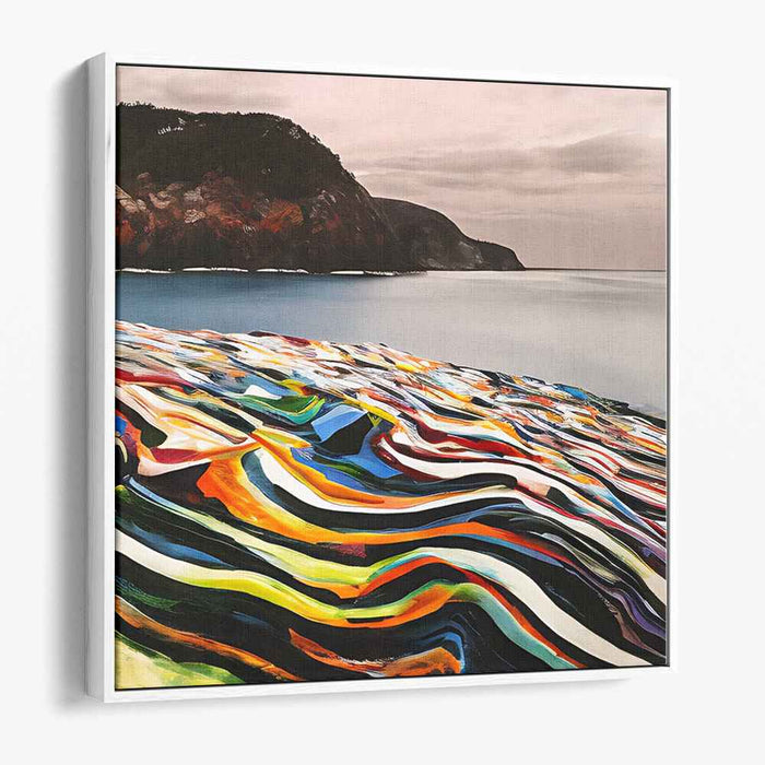 Spectral Shores: A Vivid Interpretation of Coastal Beauty Canvas Art Print