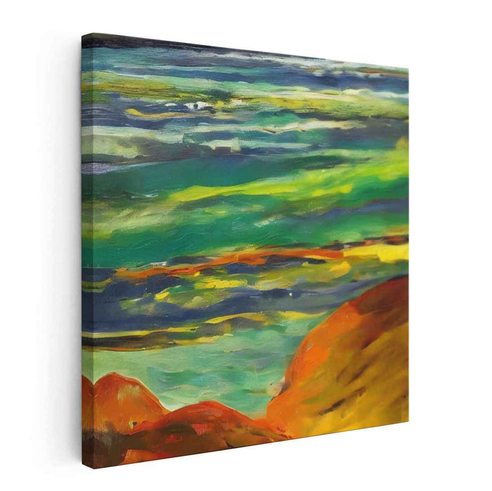Oceanic Emeralds: Vivid Impressionist Landscape Canvas Art