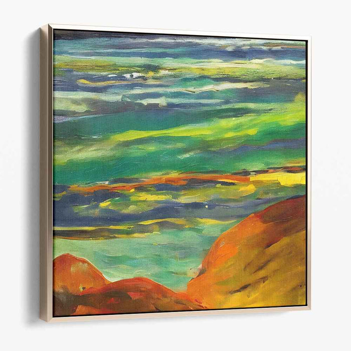Oceanic Emeralds: Vivid Impressionist Landscape Canvas Art