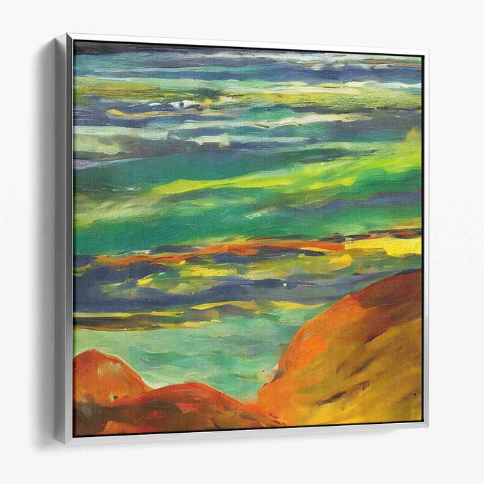 Oceanic Emeralds: Vivid Impressionist Landscape Canvas Art