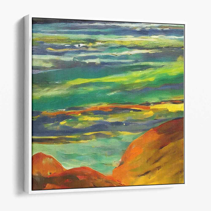 Oceanic Emeralds: Vivid Impressionist Landscape Canvas Art