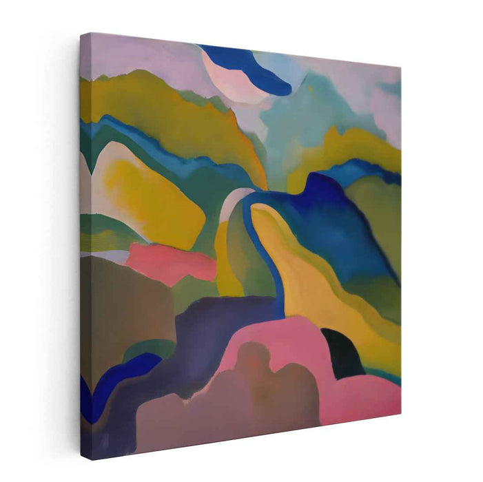 Chaos Blooms Beyond the Horizon: Abstract Expressionist Colorful Landscape Canvas Art Print