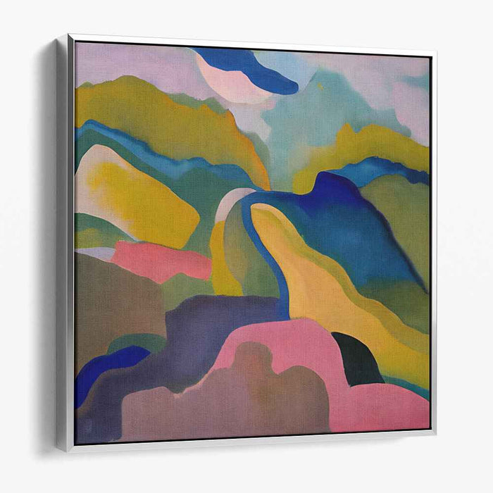 Chaos Blooms Beyond the Horizon: Abstract Expressionist Colorful Landscape Canvas Art Print