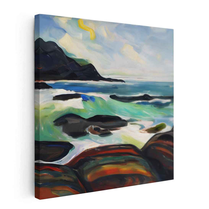 Ethereal Abyssal Depths: Dynamic Seascape Canvas Art Print