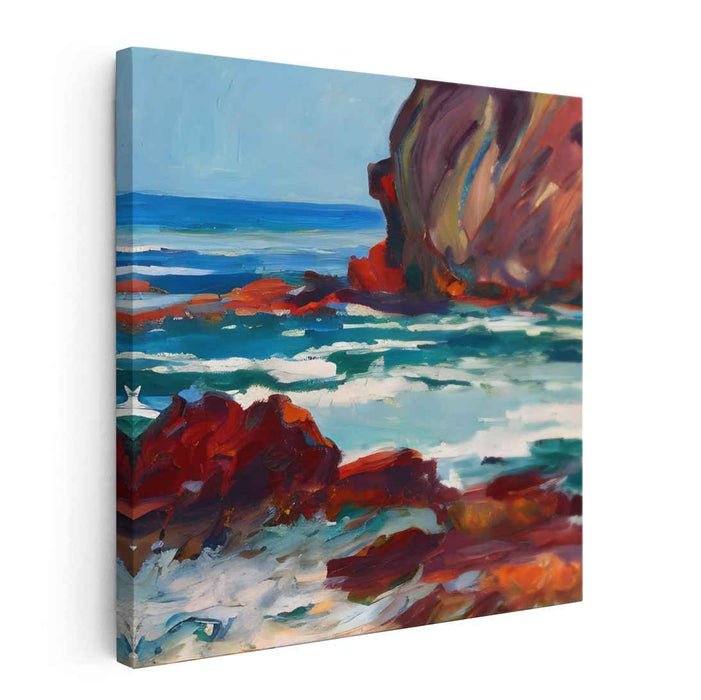 Ethereal Tides Unleashed: Vivid Seascape Oil Painting