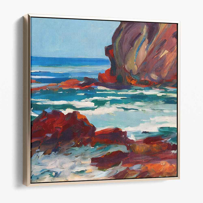 Ethereal Tides Unleashed: Vivid Seascape Oil Painting