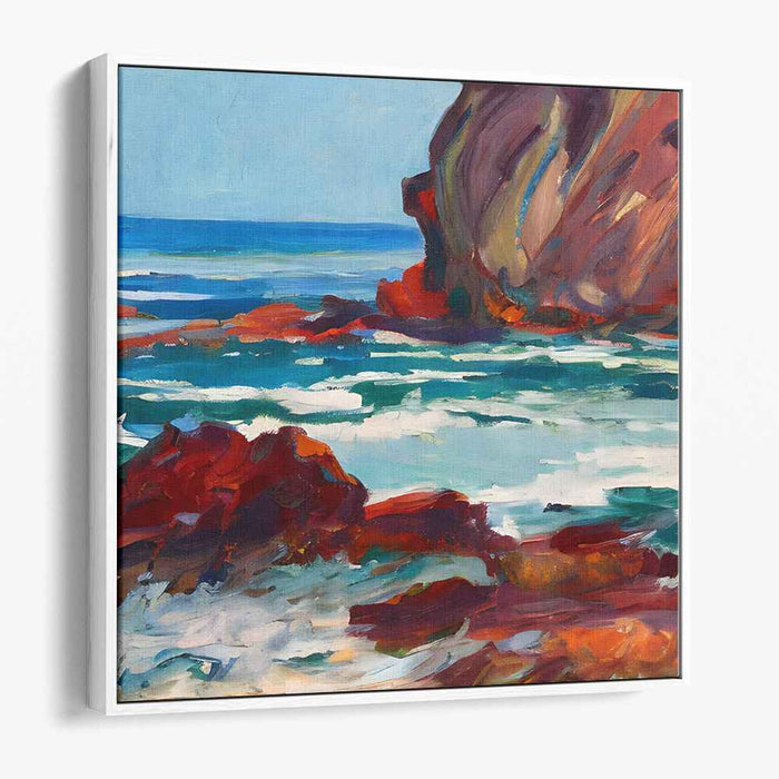 Ethereal Tides Unleashed: Vivid Seascape Oil Painting