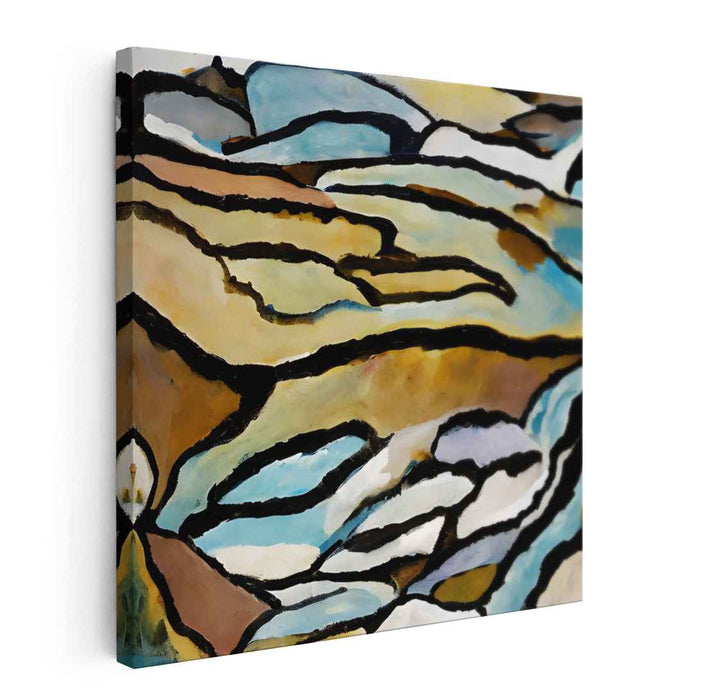 Golden Rhythms of Nature: Abstract Landscape in Warm Earth Tones Canvas Art