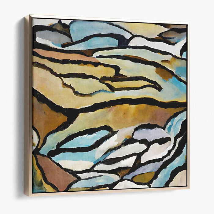 Golden Rhythms of Nature: Abstract Landscape in Warm Earth Tones Canvas Art