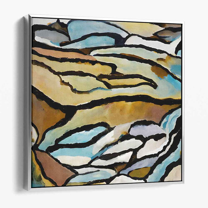 Golden Rhythms of Nature: Abstract Landscape in Warm Earth Tones Canvas Art