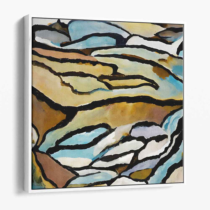 Golden Rhythms of Nature: Abstract Landscape in Warm Earth Tones Canvas Art