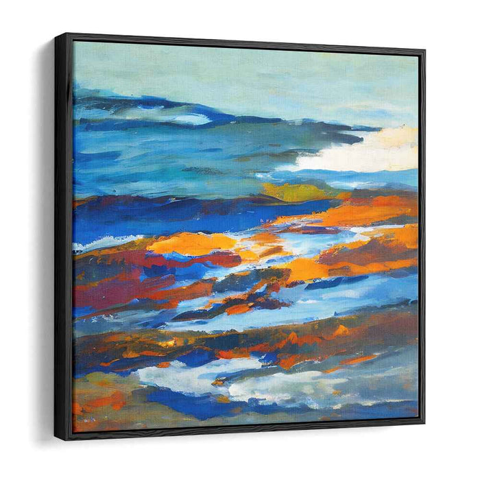 Brushwork Beyond Bounds: Abstract Expressionist Blue and Orange Landscape Canvas Art Print