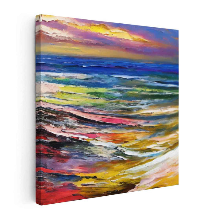 Spectrum of Dawn: Mesmerizing Seaside Landscape Canvas Art