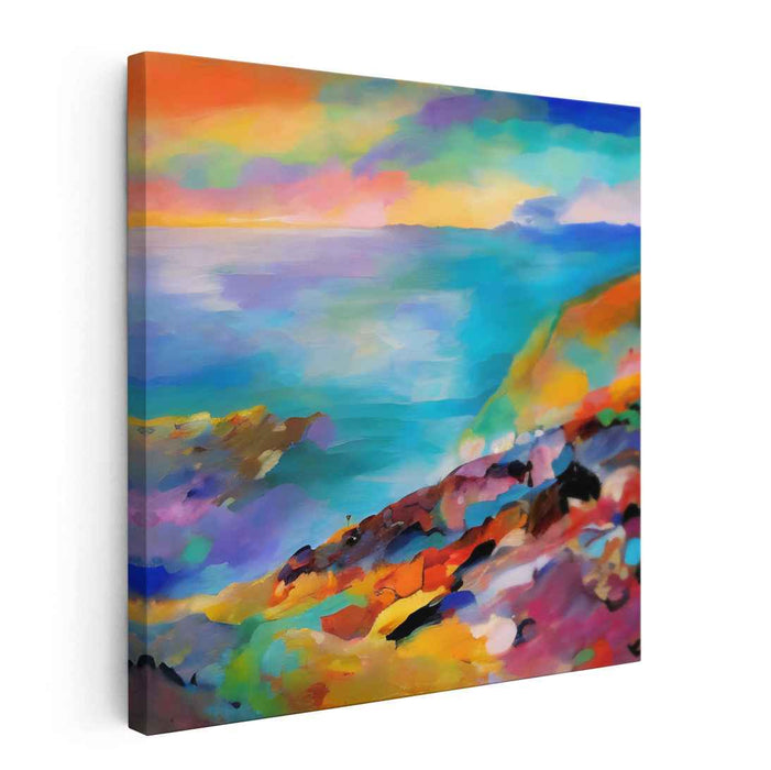 Dusk Tide Abstraction: Abstract Coastal Sunset Canvas Art Print