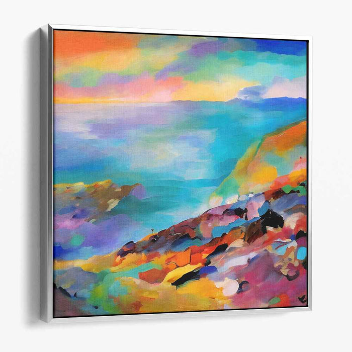 Dusk Tide Abstraction: Abstract Coastal Sunset Canvas Art Print