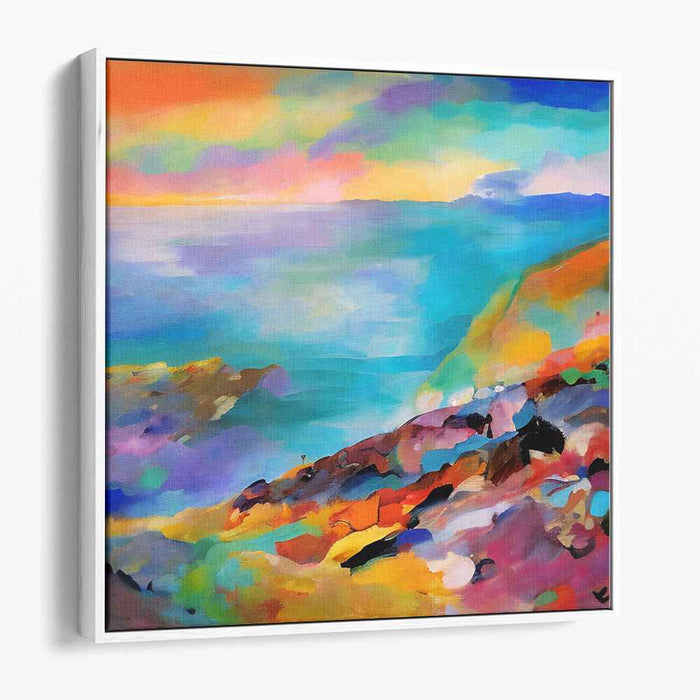 Dusk Tide Abstraction: Abstract Coastal Sunset Canvas Art Print