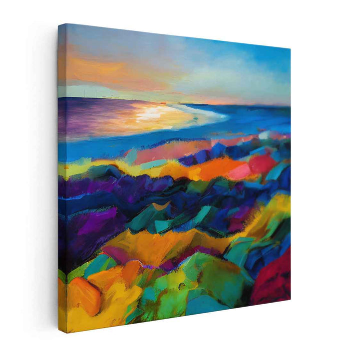 Stormy Palette: Colorful Expressionist Seascape Canvas Art