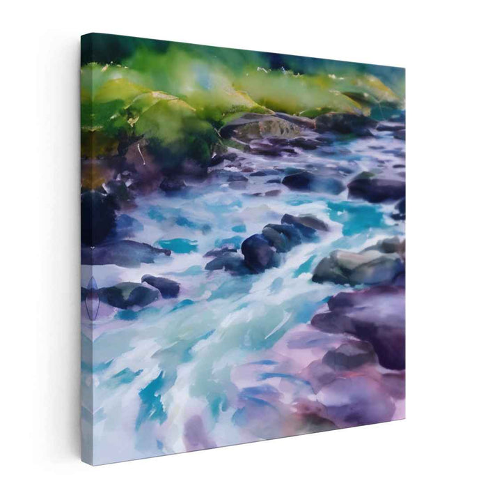 Pastel Waterscape Study: Impressionist Watercolor Landscape Canvas Art Print