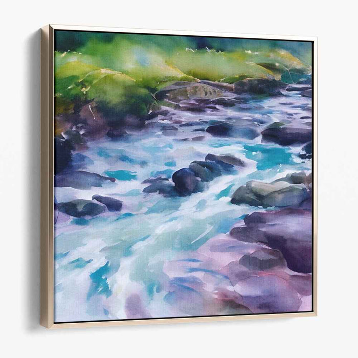 Pastel Waterscape Study: Impressionist Watercolor Landscape Canvas Art Print