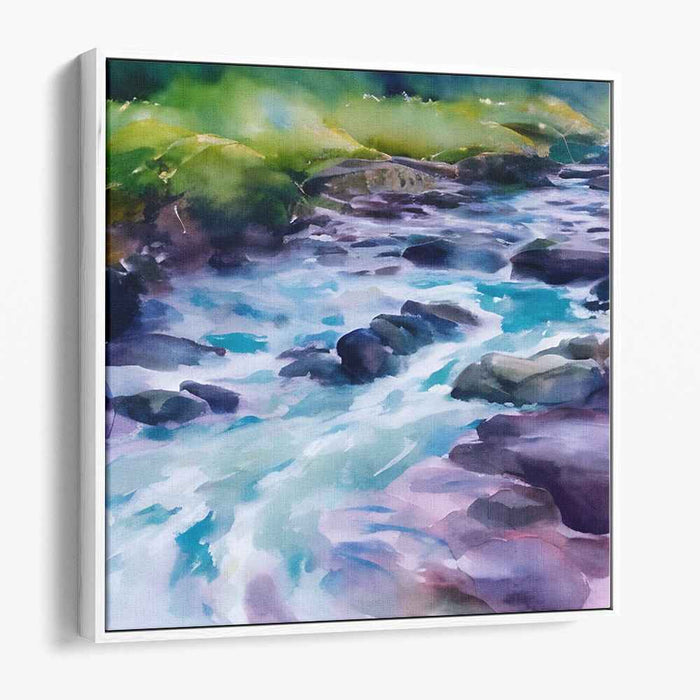 Pastel Waterscape Study: Impressionist Watercolor Landscape Canvas Art Print