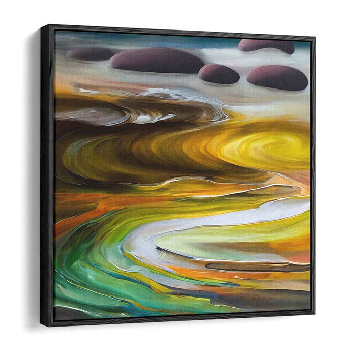 Midas' Whispered Wishes: Abstract Expressionist Golden Dreamscape Canvas Art Print