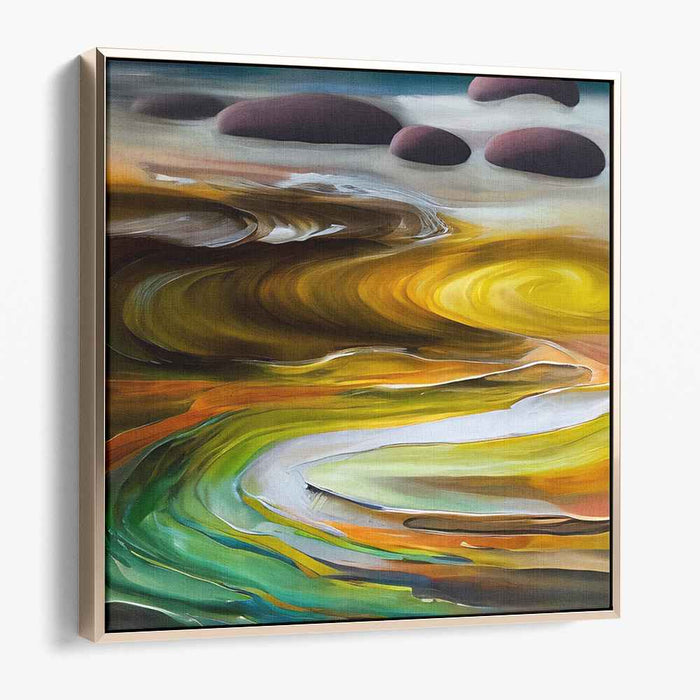 Midas' Whispered Wishes: Abstract Expressionist Golden Dreamscape Canvas Art Print