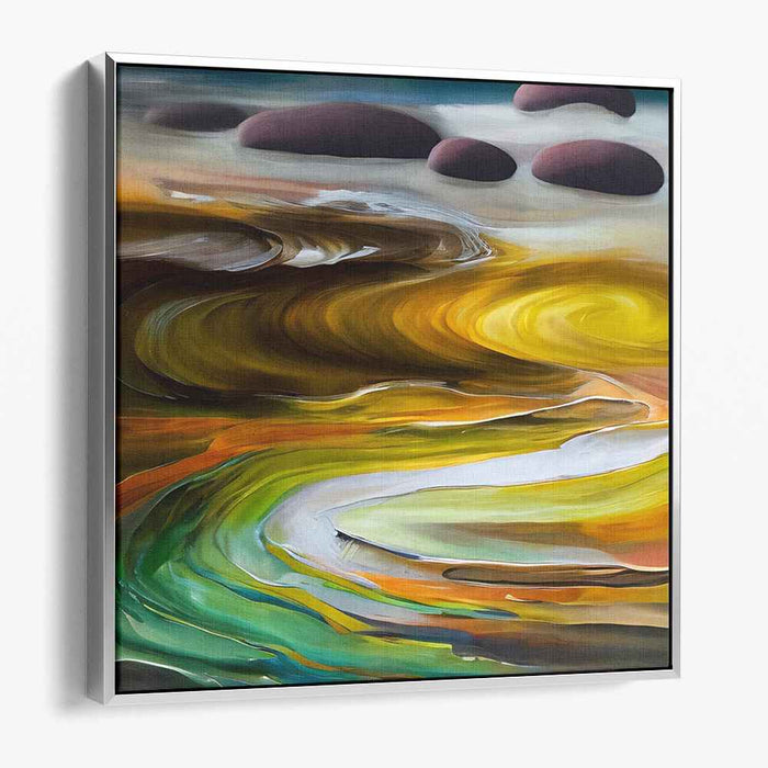 Midas' Whispered Wishes: Abstract Expressionist Golden Dreamscape Canvas Art Print