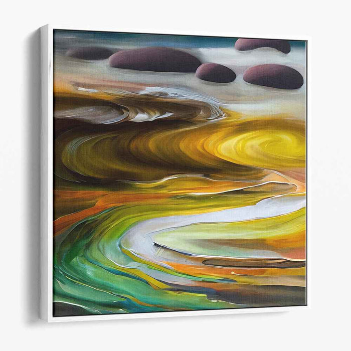 Midas' Whispered Wishes: Abstract Expressionist Golden Dreamscape Canvas Art Print