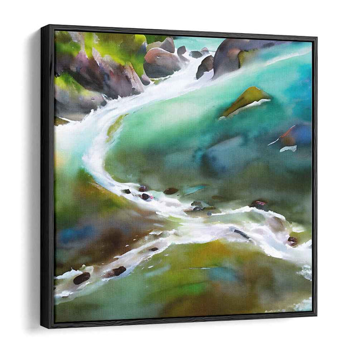 Mist Veiled Seascape: Luminous Watercolor Landscape Canvas Art