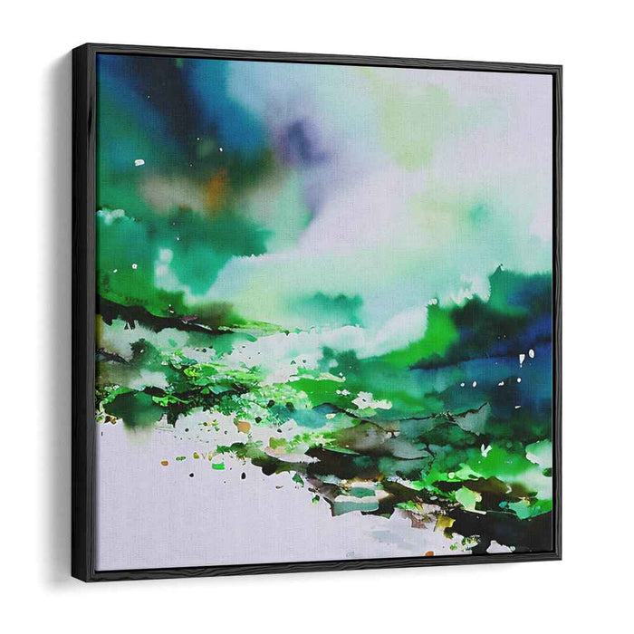 Tranquil Hues Dance Peacefully: Serene Greens and Blues Watercolor Canvas Art