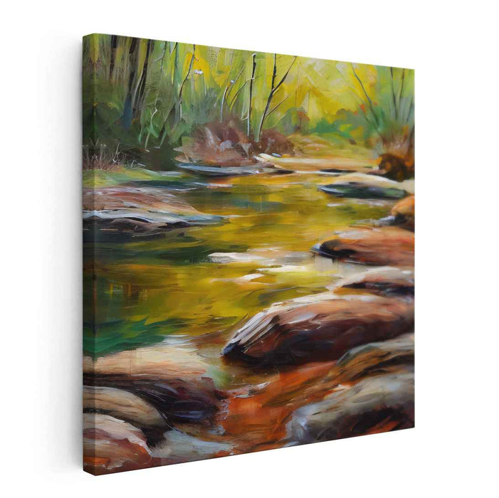 Whispers of Rustling Leaves: Tranquil Stream in Autumn Canvas Art