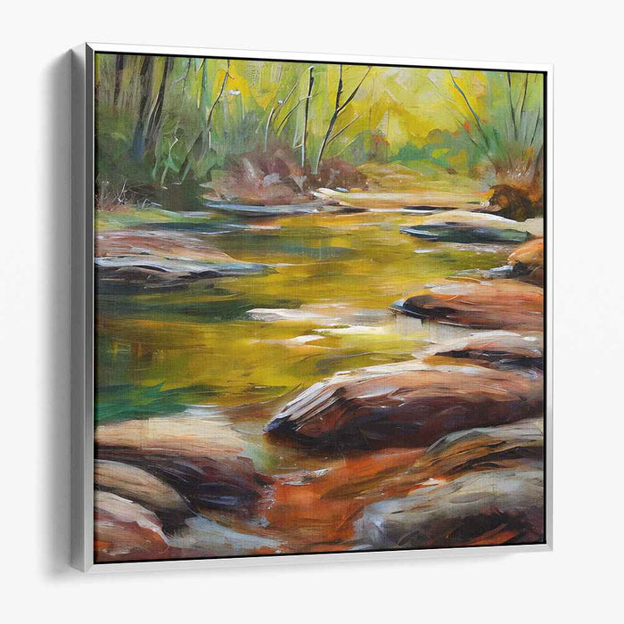 Whispers of Rustling Leaves: Tranquil Stream in Autumn Canvas Art