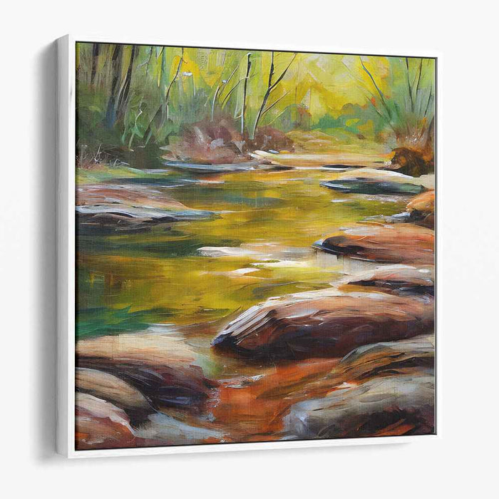 Whispers of Rustling Leaves: Tranquil Stream in Autumn Canvas Art