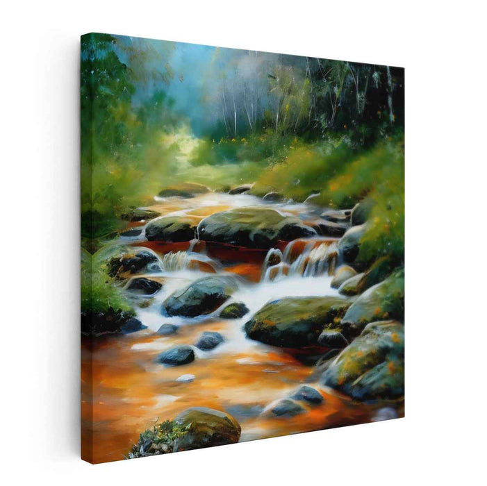 Mystic Waterscapes: Luminous River Landscape Canvas Art