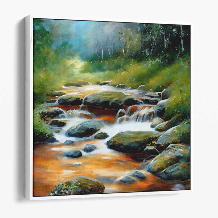 Mystic Waterscapes: Luminous River Landscape Canvas Art