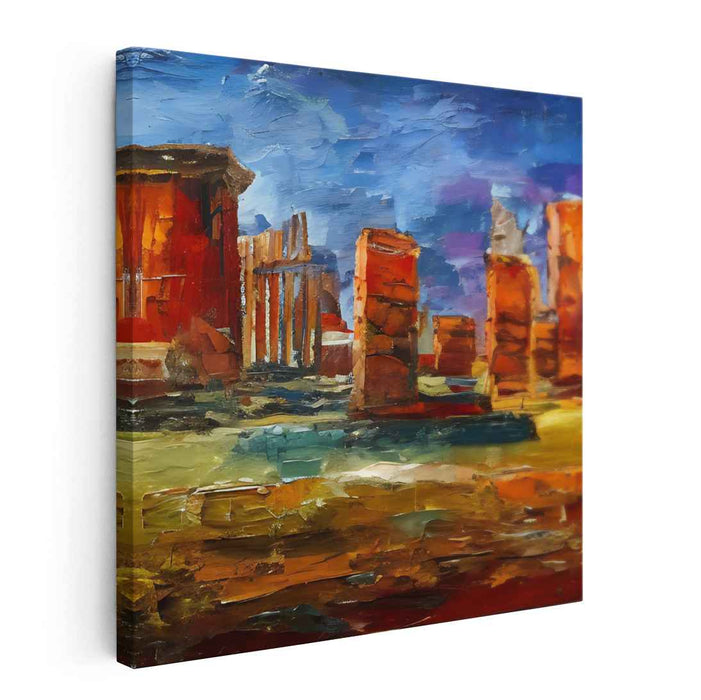 Echoes Of Lost Civilization: Ancient Ruins in Luminous Light Canvas Art Print