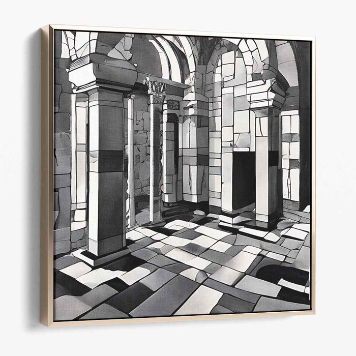 Urban Lines Symphony: Monochromatic Architectural Elegance Canvas Art Print