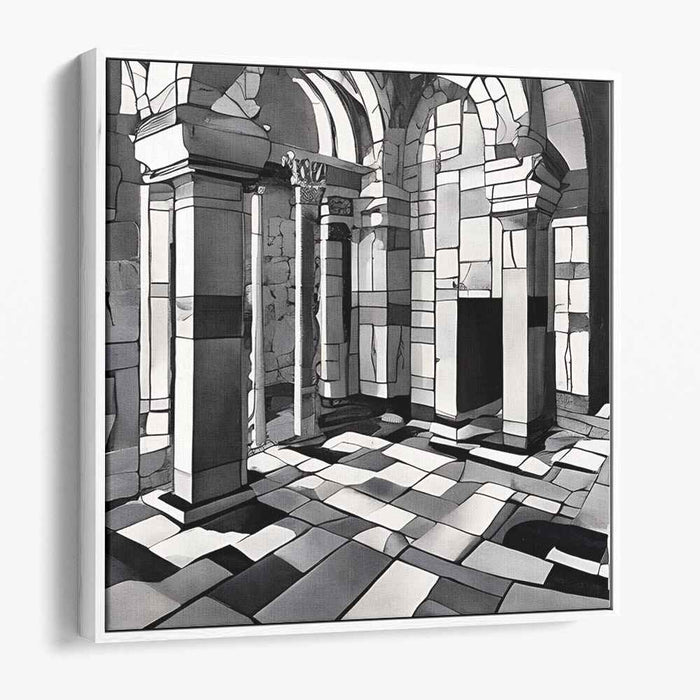 Urban Lines Symphony: Monochromatic Architectural Elegance Canvas Art Print
