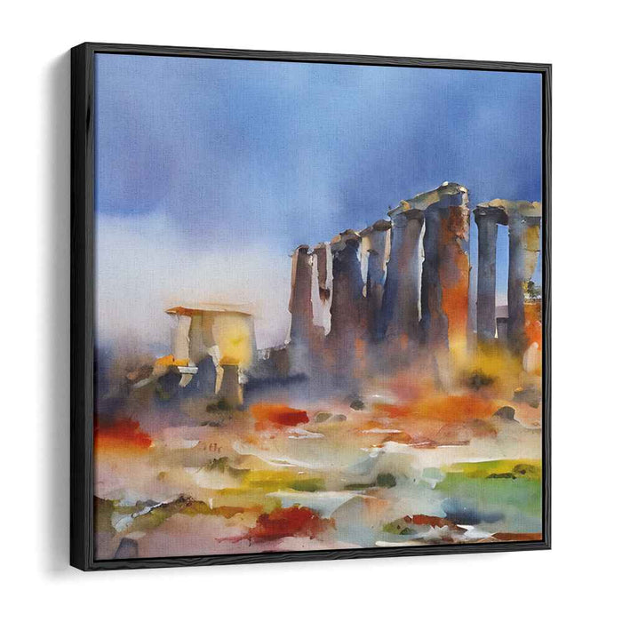 Echoes Among Ruins: Watercolor Landscape of Ancient Columns