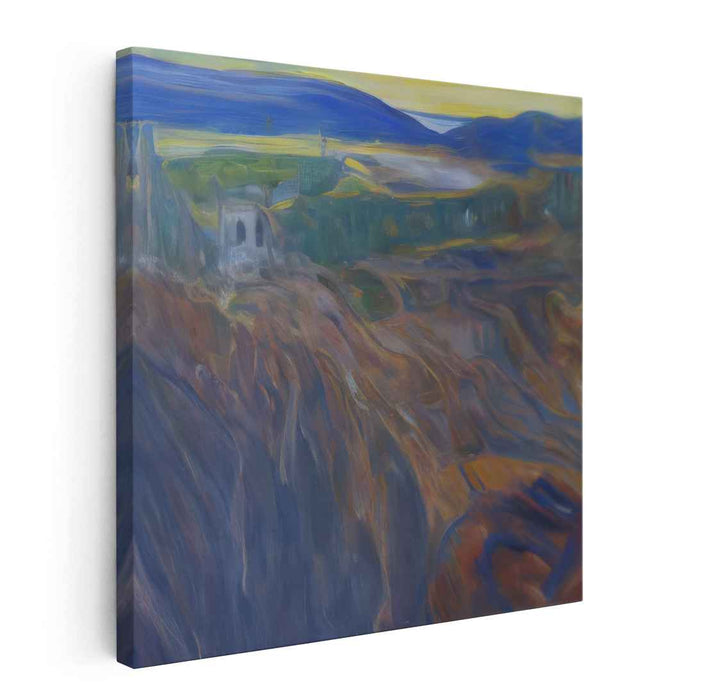 Dreamscape Drenched in Indigo: Surrealist Blue and Brown Landscape Canvas Art Print