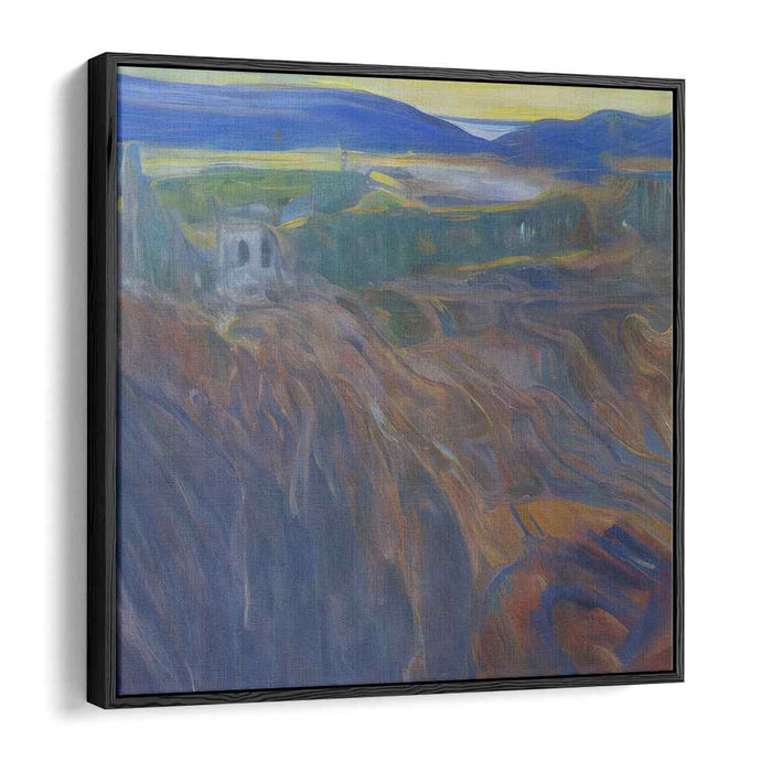 Dreamscape Drenched in Indigo: Surrealist Blue and Brown Landscape Canvas Art Print