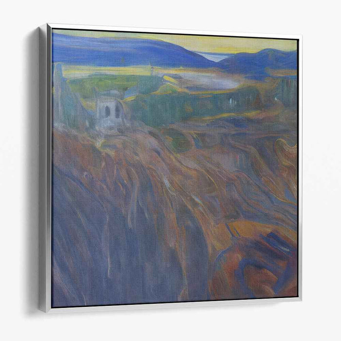 Dreamscape Drenched in Indigo: Surrealist Blue and Brown Landscape Canvas Art Print