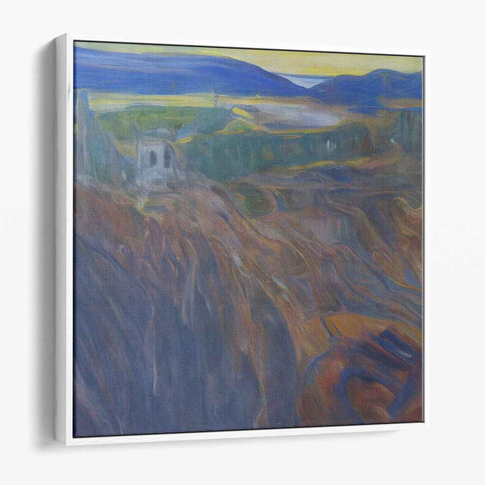 Dreamscape Drenched in Indigo: Surrealist Blue and Brown Landscape Canvas Art Print