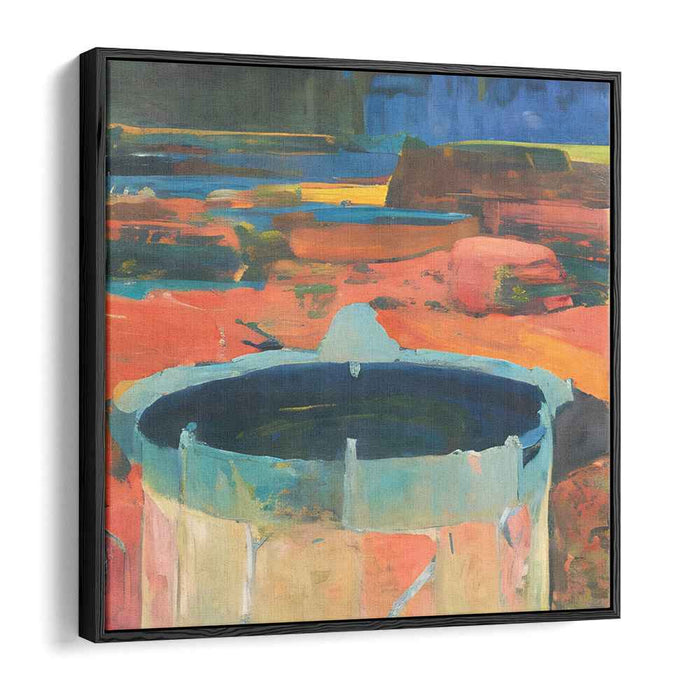 Mystic Well: Abstract Expressionist Landscape in Vivid Hues